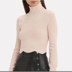 Ronny Kobo Collection Blush Scalloped Turtleneck Sweater Sz Small